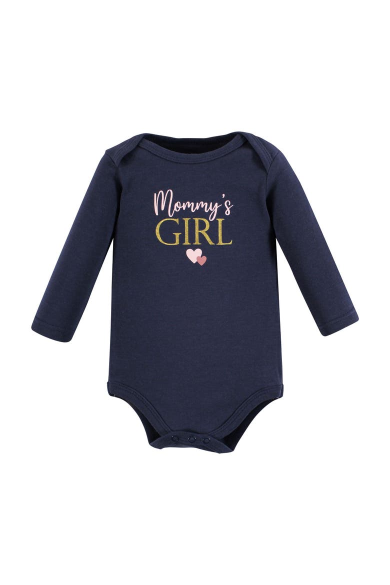 Little Soft Cotton Long-Sleeve One-Piece 3Pk, Alternate, color, Girl Mommy Pink Navy 3-Pack