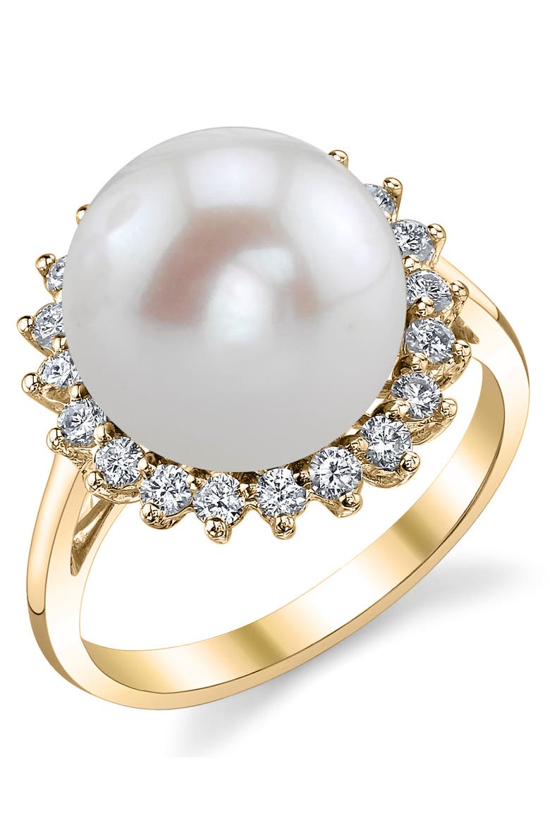 Freshwater Pearl & Diamond Sage Ring, Main, color, Yellow Gold