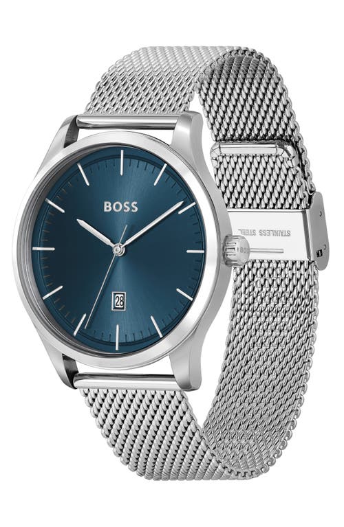 Hugo Boss Boss Reason Quartz Mesh Strap Watch, 43mm In Blue Sunray