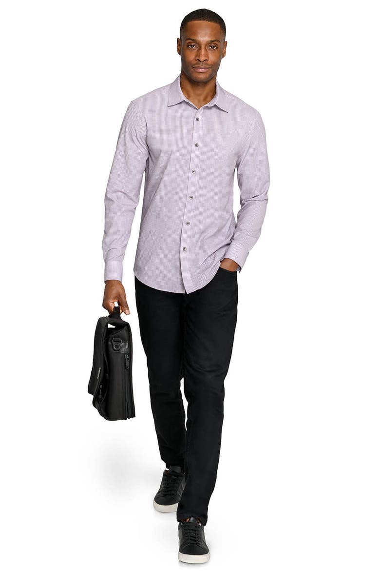 Circle Geo Performance Long Sleeve Button Up Shirt, Alternate, color, PINK