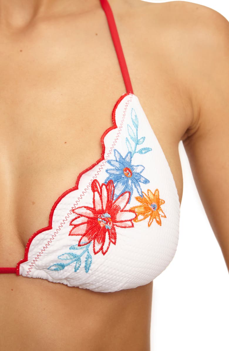 Becca Countryside Embroidered Bikini Top, Alternate, color, White