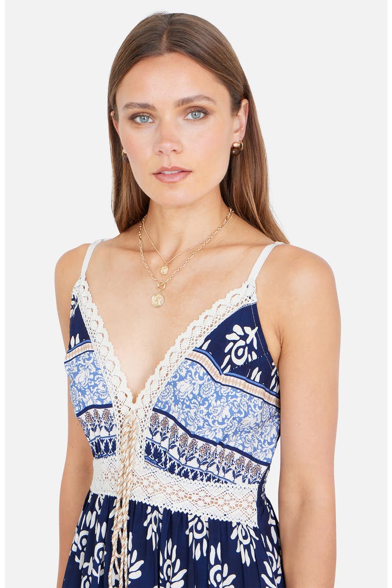 Paisley Print Midi Sun Dress, Alternate, color, Navy