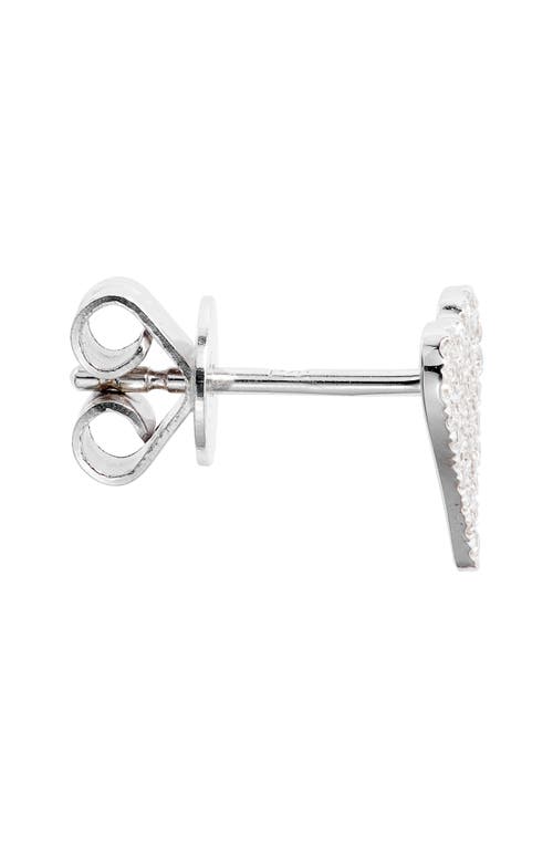 Meira T Elongated Diamond Heart Stud Earrings In Silver
