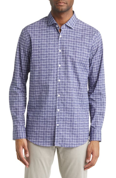 Harold Check Hi Flex Stretch Cotton Button-Up Shirt