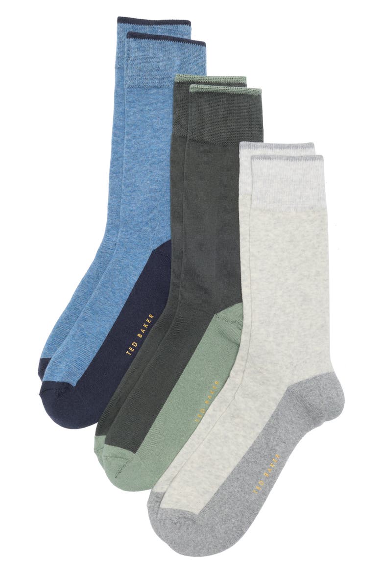 Assorted 3-Pack Crew Socks, Main, color, BLACK