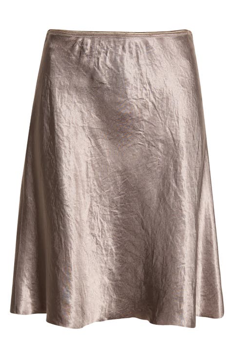 Crinkled Satin Slip Miniskirt