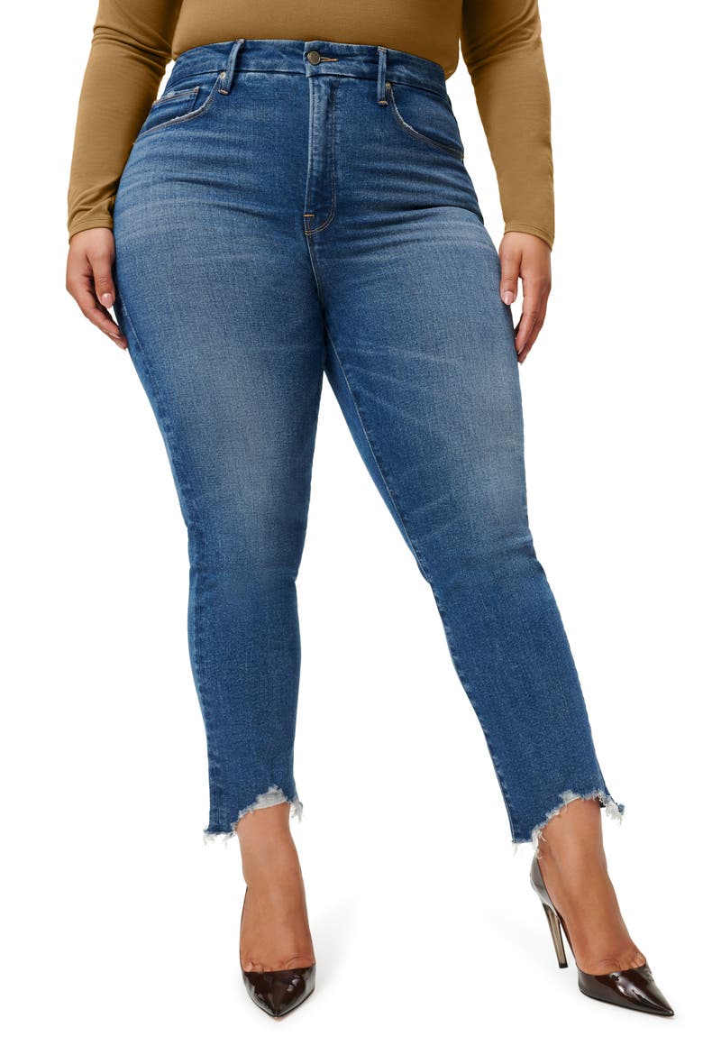 Good Legs High Waist Chew Hem Ankle Cigarette Jeans, Alternate, color, BLUE842