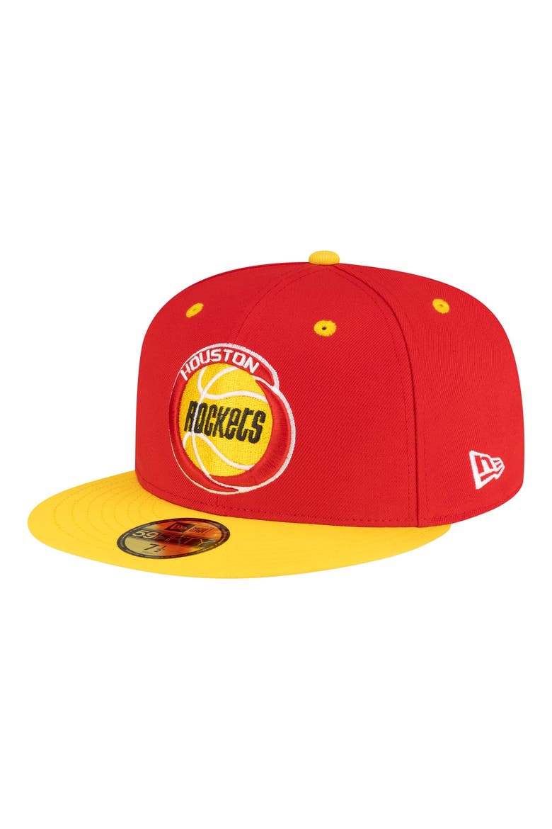 Men's New Era Red/Gold Houston Rockets 80s Throwback 59FIFTY Fitted Hat, Main, color, Red