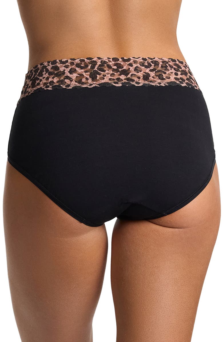 Hanky Panky Lace Trim Briefs, Alternate, color, Black/ Pink Leopard