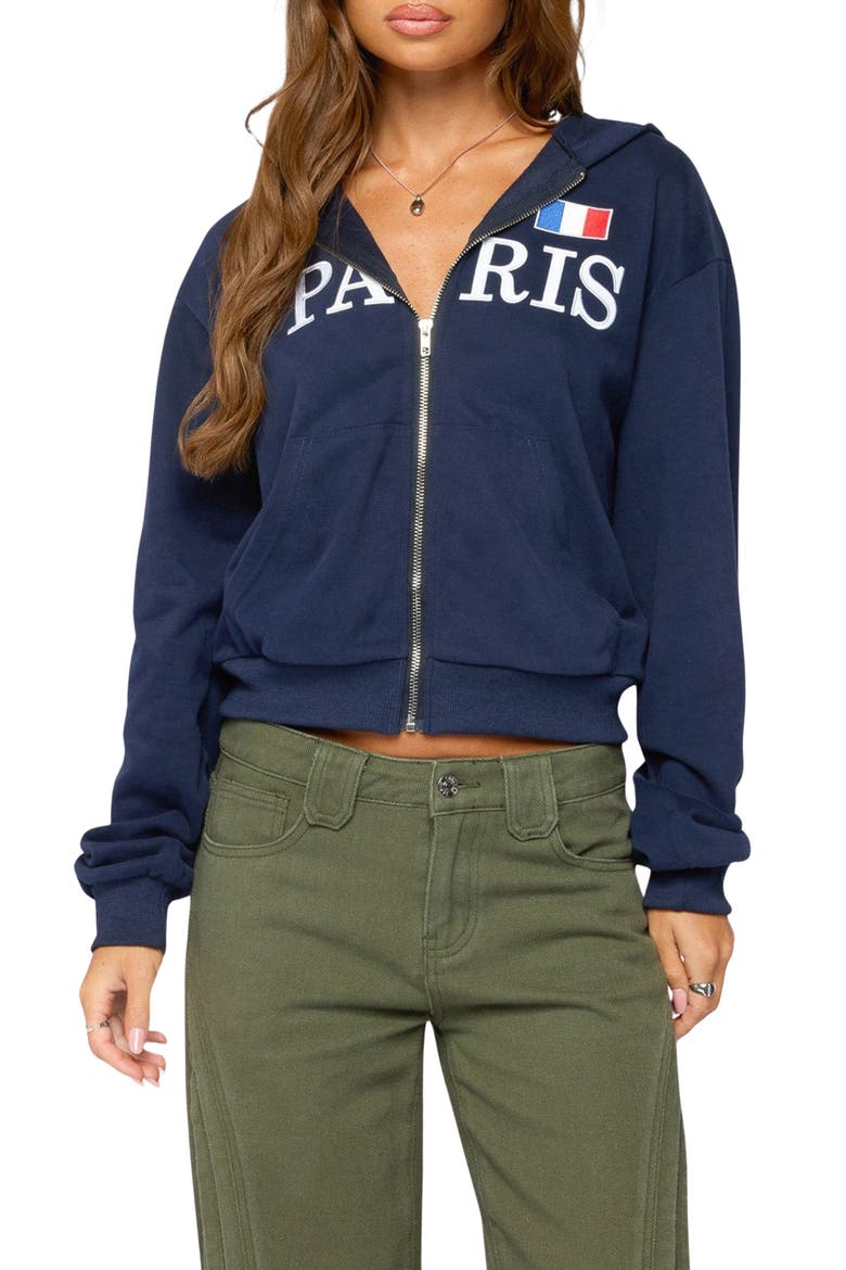 Paris Graphic Full Zip Hoodie, Main, color, NAVY