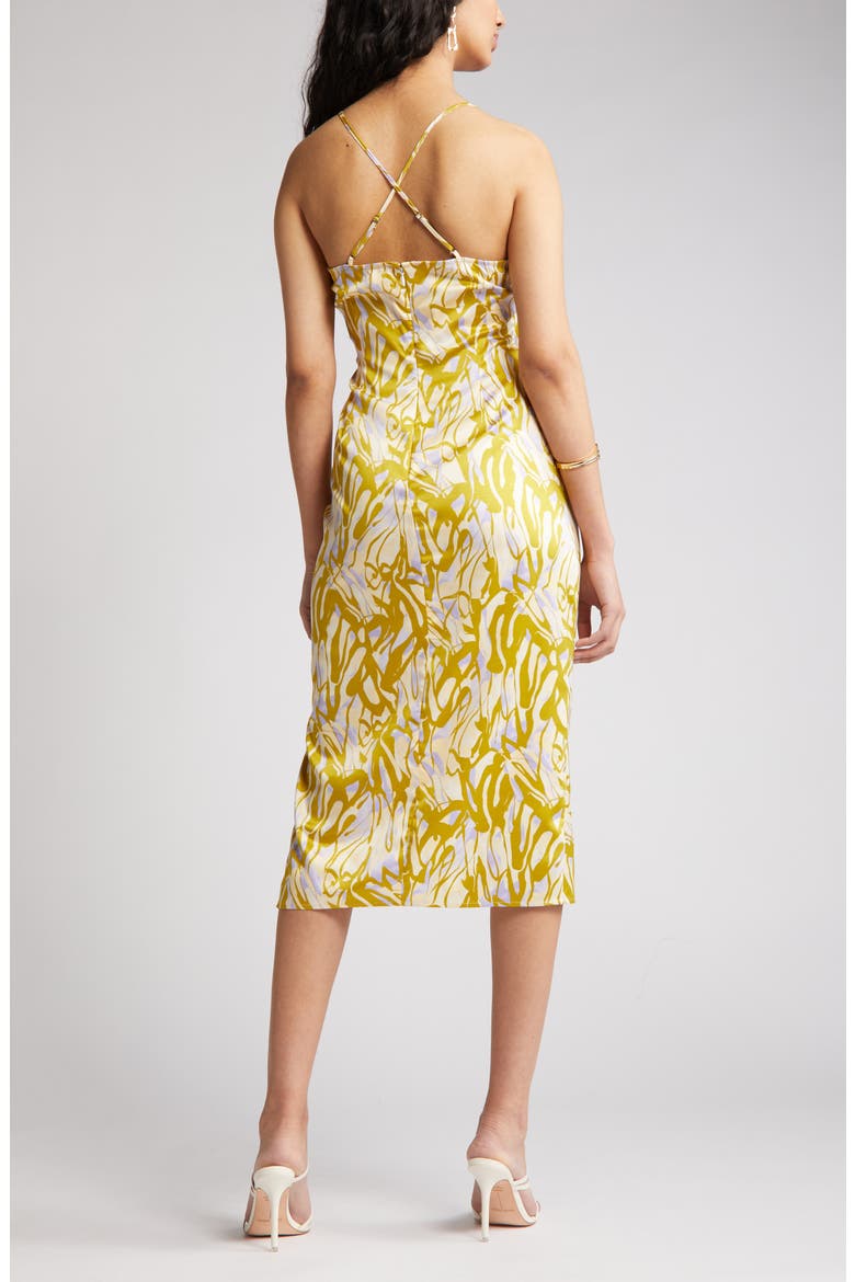 Strappy Shirred Sleeveless Midi Dress, Alternate, color, PURPLE P LAVA ABSTRACT