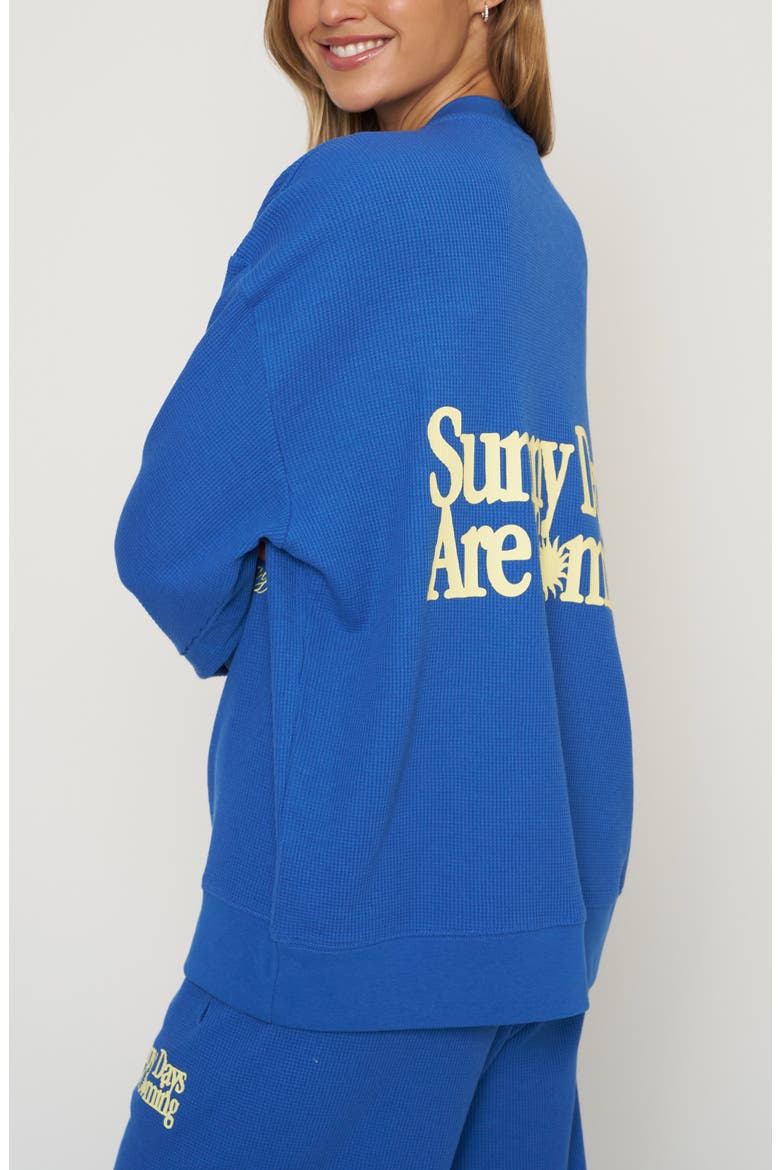 Sunny Days Are Coming Waffle Knit Sweatshirt, Alternate, color, BLUE