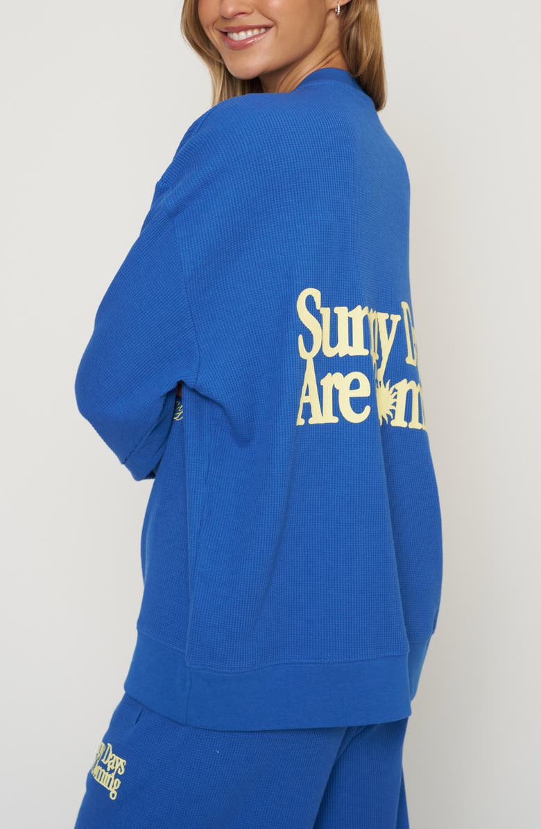 THE MAYFAIR GROUP Sunny Days Are Coming Waffle Knit Sweatshirt, Alternate, color, Blue