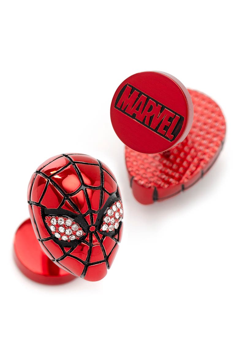 3D Spider-Man Cuff Links, Alternate, color, RED