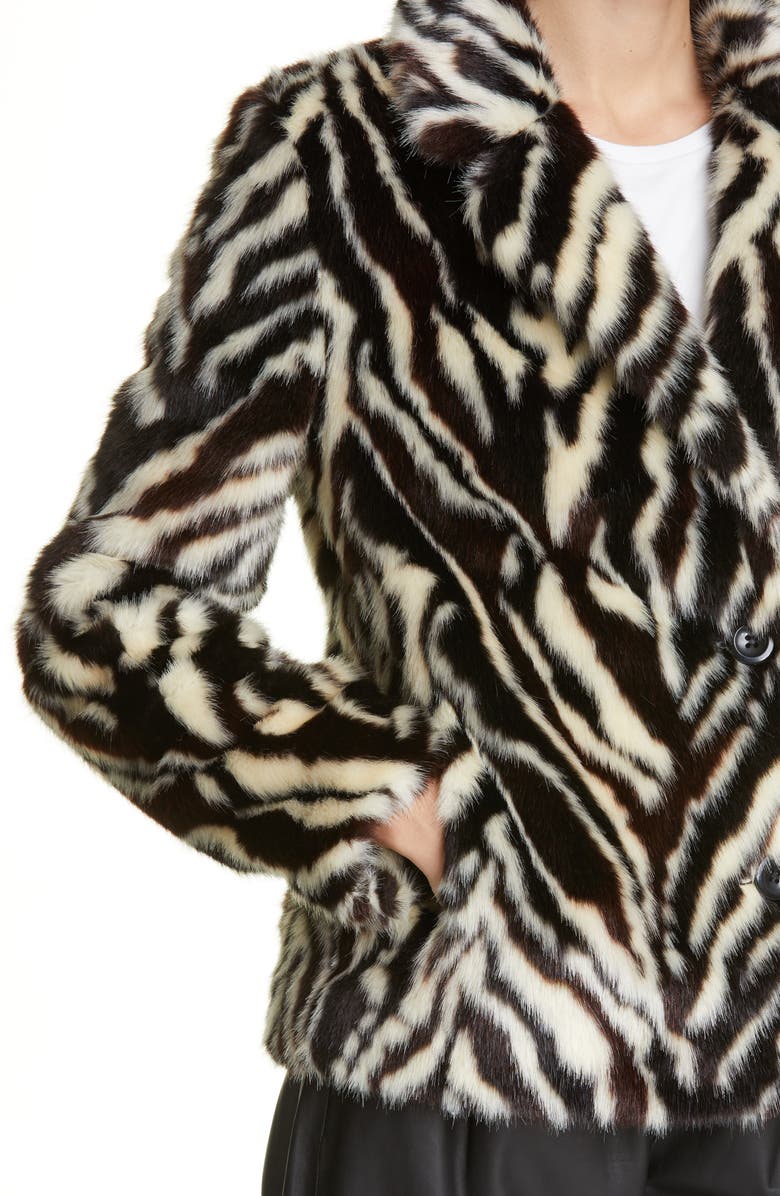Stand Studio Melody Zebra Print Faux Fur Blazer, Alternate, color, 