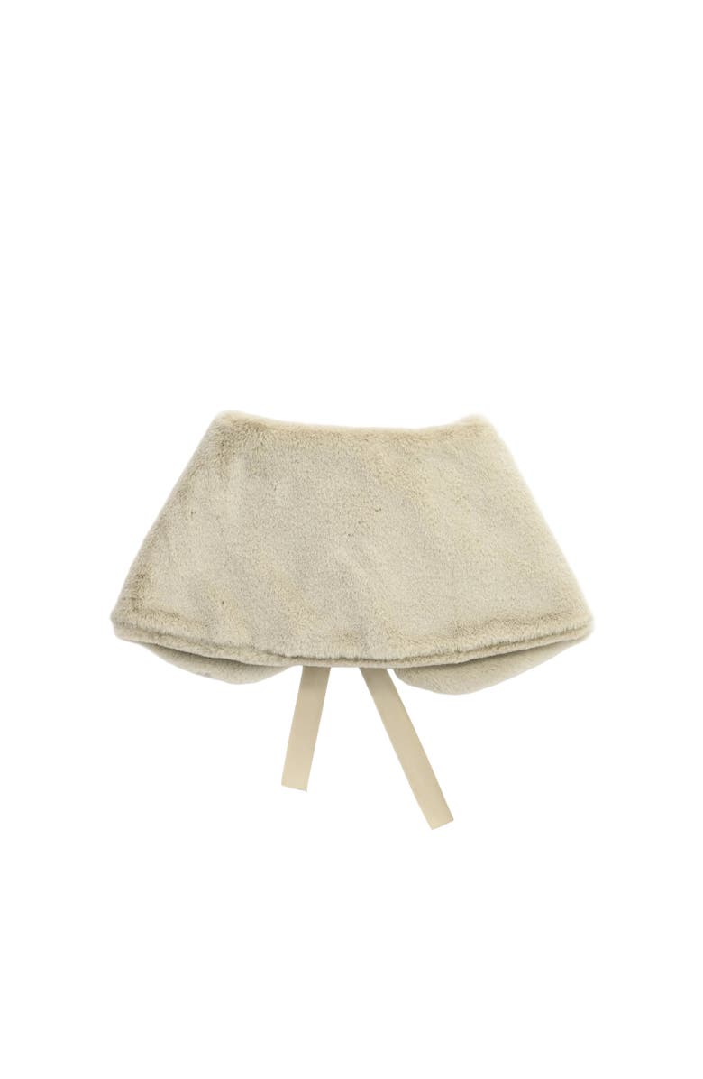 Tulleen Ribbon-Tie Faux Fur Collar, Alternate, color, Beige