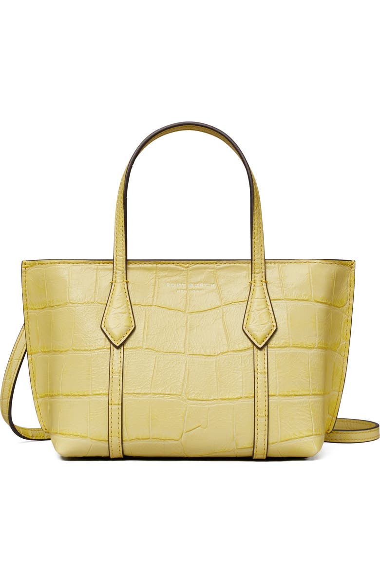 Tory Burch Mini Perry Embossed Leather Tote, Main, color, Yellow Sky