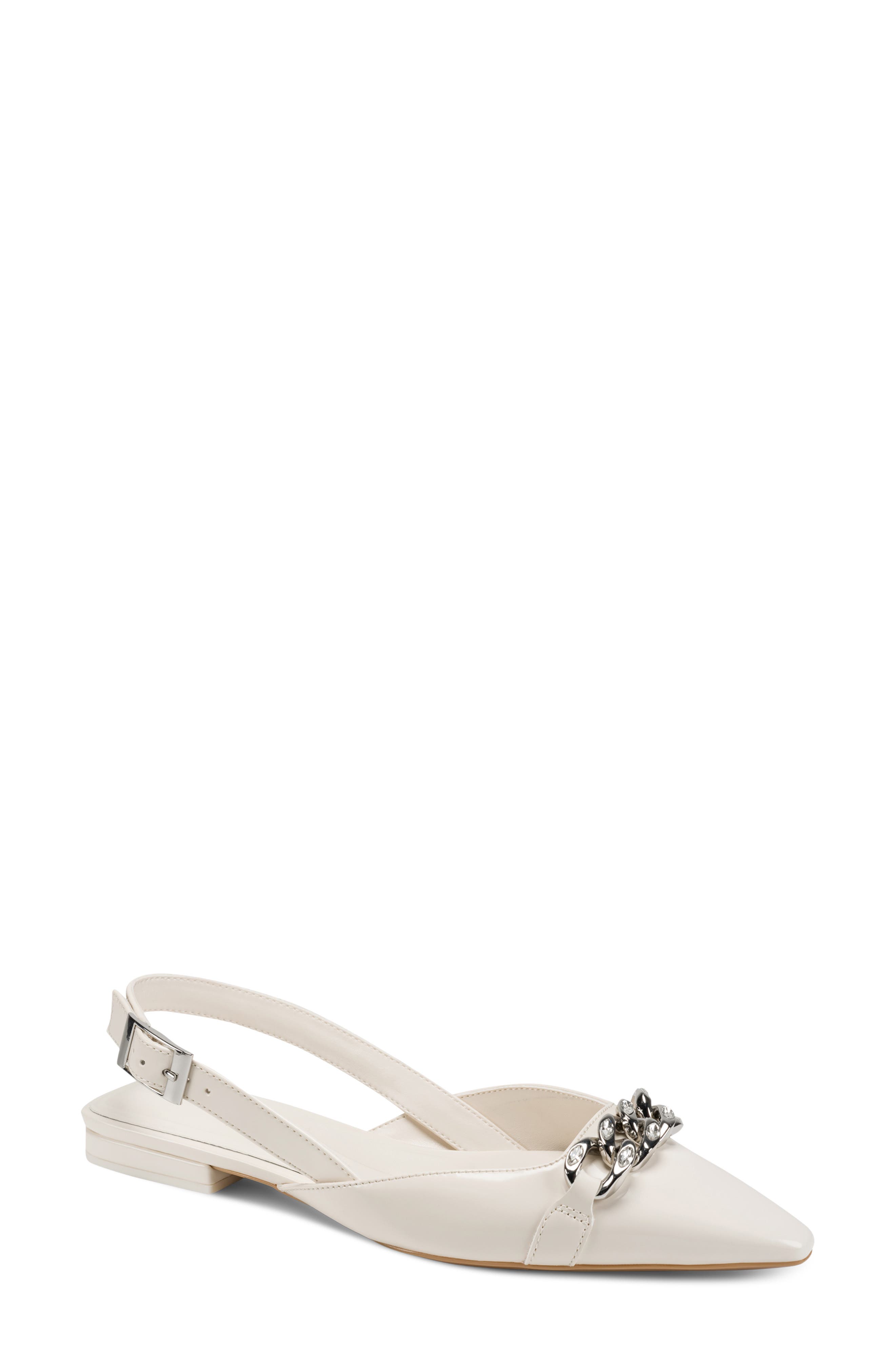 DKNY Cosetta Slingback Pointed Toe Flat, Main, color, Coconut