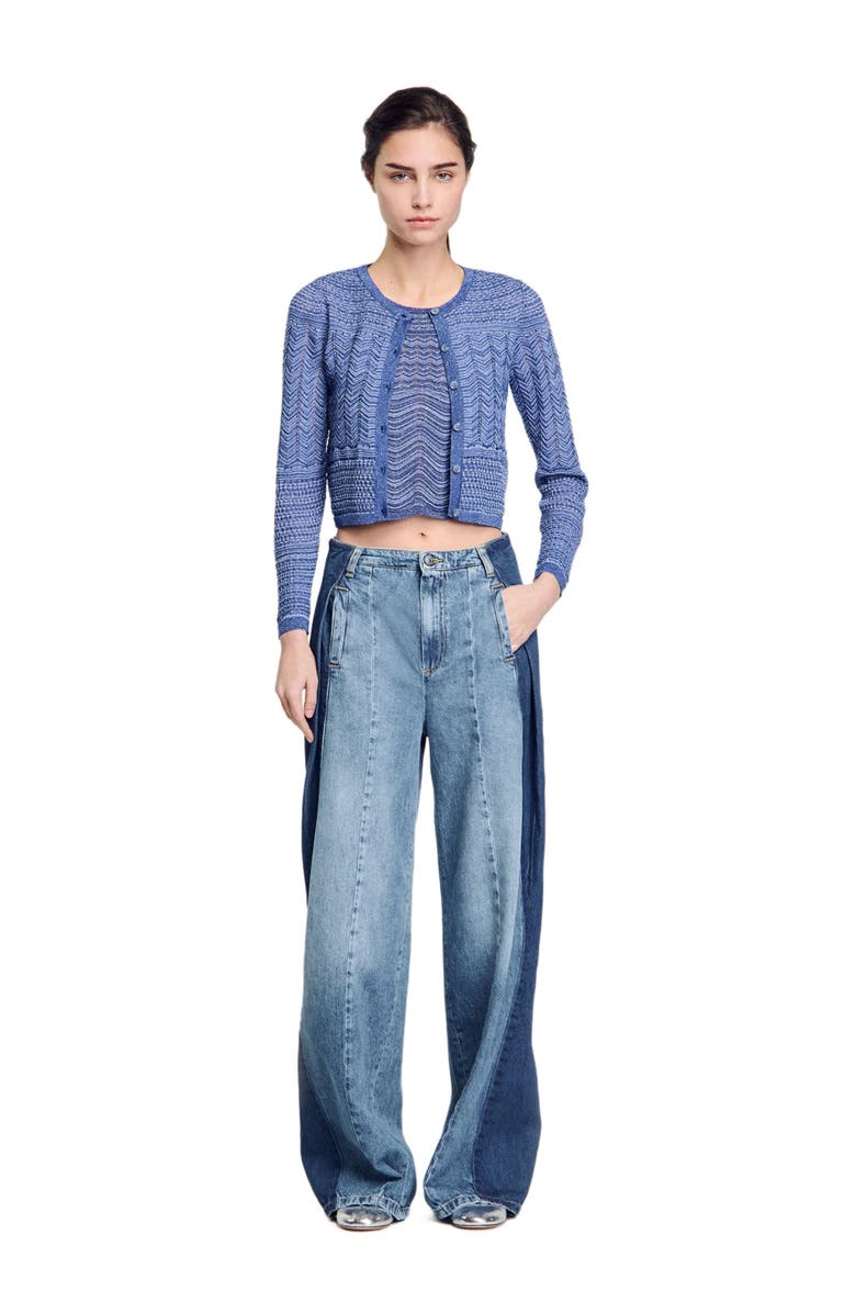 SANDRO Glitter knit cardigan, Alternate, color, 