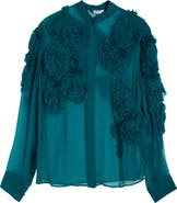 Dries Van Noten Chowsa Flower Appliqué Button-Up Shirt