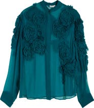 Dries Van Noten Chowsa Flower Appliqué Button-Up Shirt