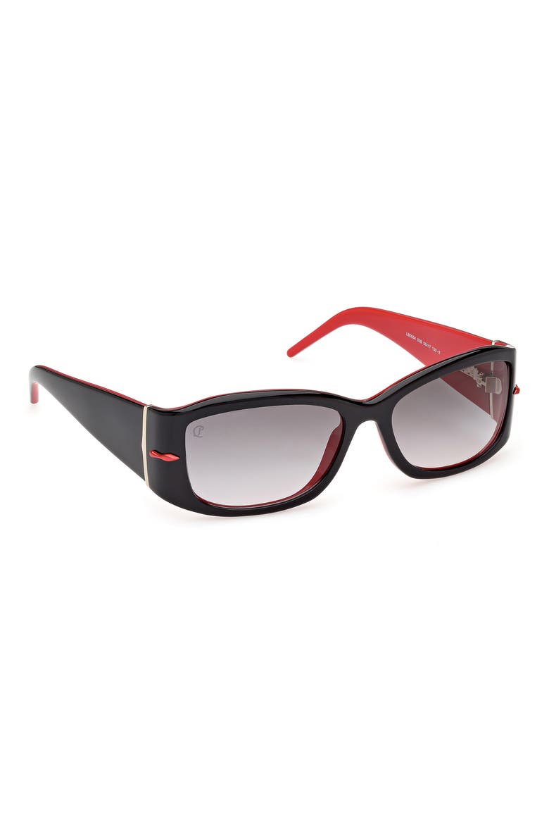 58mm Gradient Rectangular Sunglasses, Alternate, color, BLACK RED / SMOKE ZEISS
