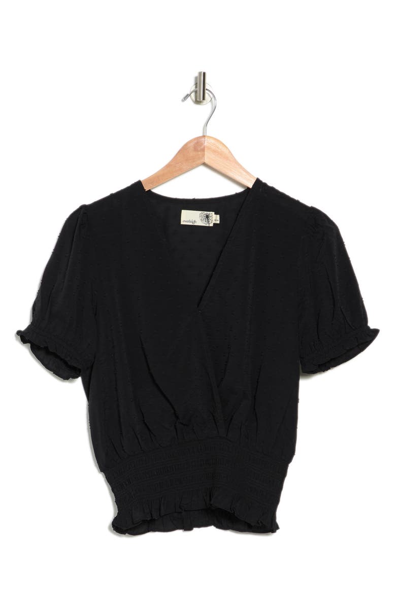 Everleigh Swiss Dot Faux Wrap Top, Alternate, color,