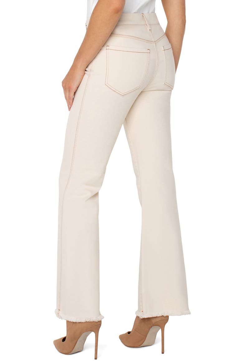 Gia Glider Frayed Pull-On Flare Jeans, Alternate, color, SEASIDE DUNES