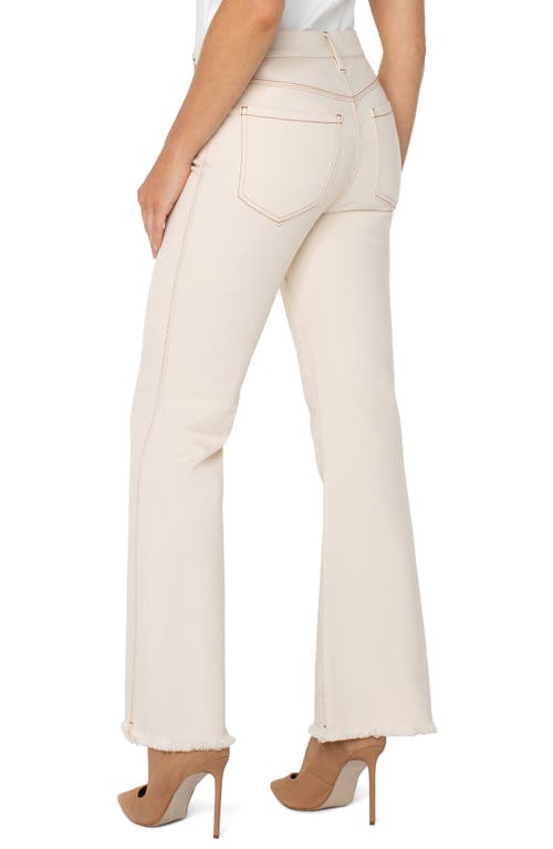 Shop Liverpool Los Angeles Gia Glider Frayed Pull-on Flare Jeans In Seaside Dunes