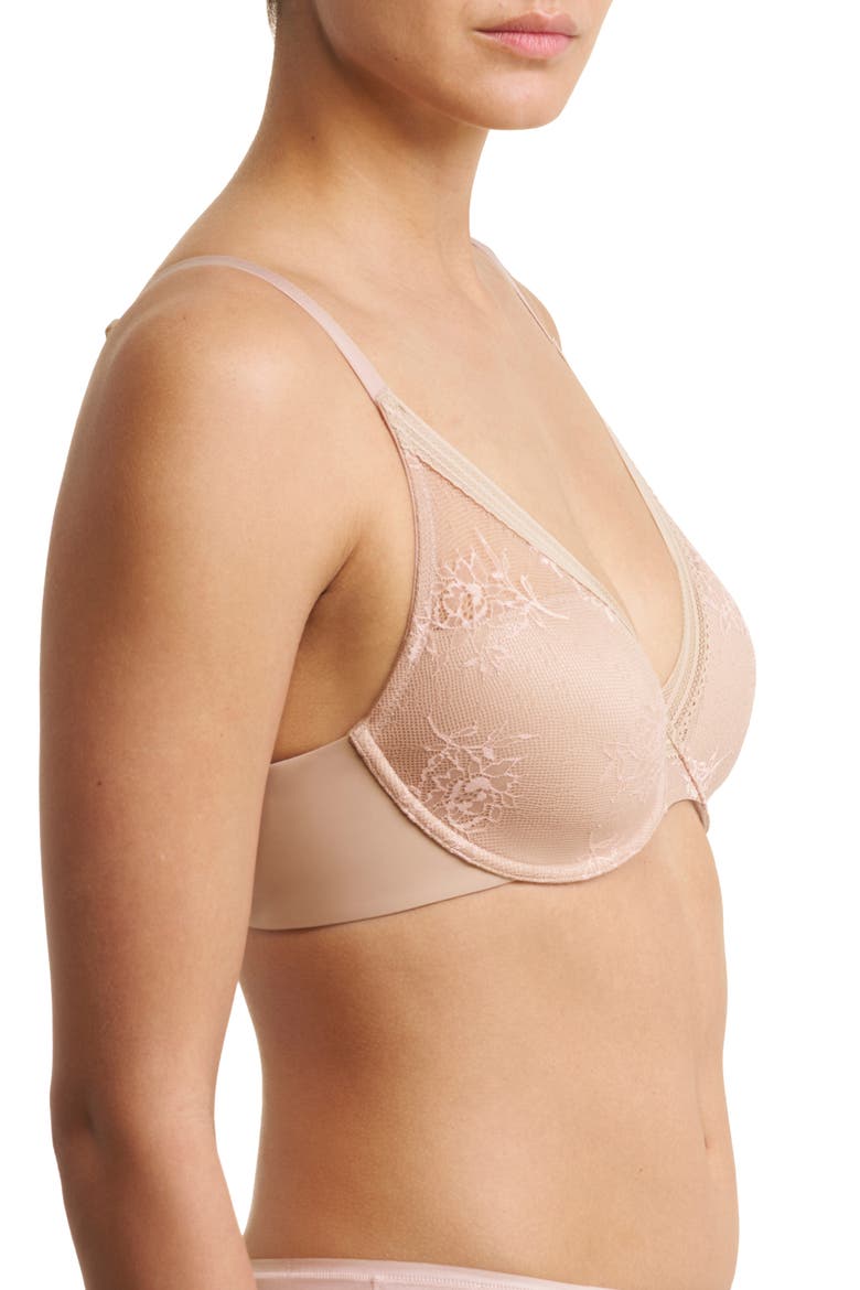 Love Lace Back Smoothing Plunge T-Shirt Bra, Alternate, color, CAFE/ LIGHT MOCHA
