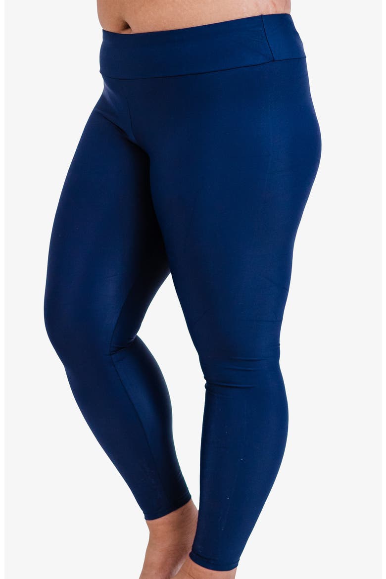 Plus Size Long Swim Leggings, Alternate, color, Navy