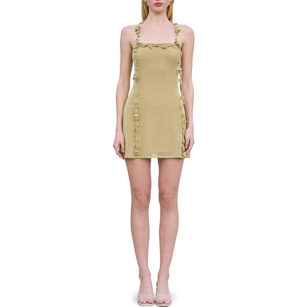 Cult Gaia Alonza Metallic Floral Appliqué Sweater Minidress