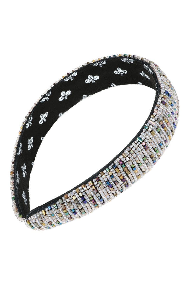 Arya Beaded Headband, Main, color, SILVER MULTI