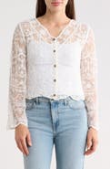 Forgotten Grace Embroidered Mesh Long Sleeve Top