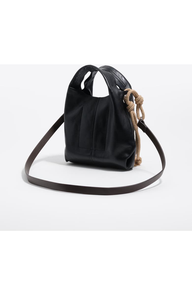 Bimba y Lola Leather Mini Paper Bag SS26, Alternate, color, Black