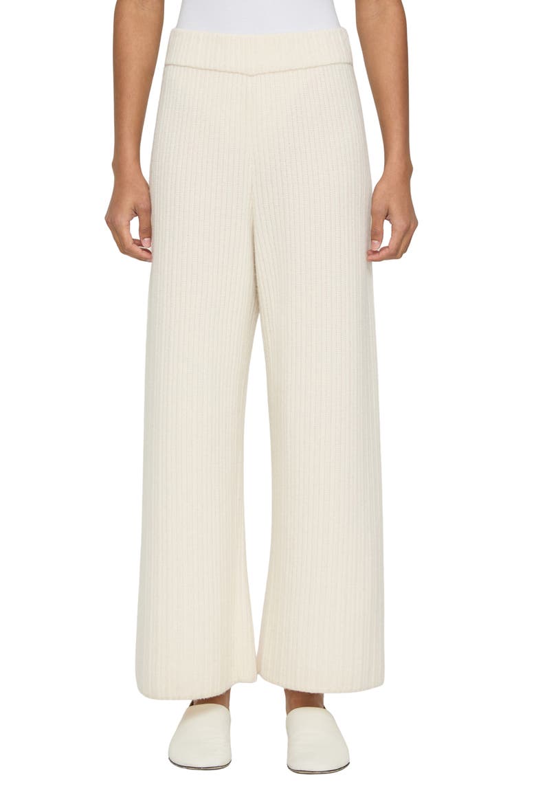 Rib Cashmere Blend Ankle Pants, Alternate, color, CLOUD