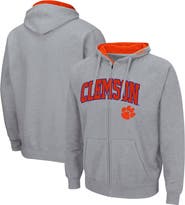 COLOSSEUM Men's Colosseum Heathered Gray Clemson Tigers Arch & Logo 3.0 Full-Zip Hoodie