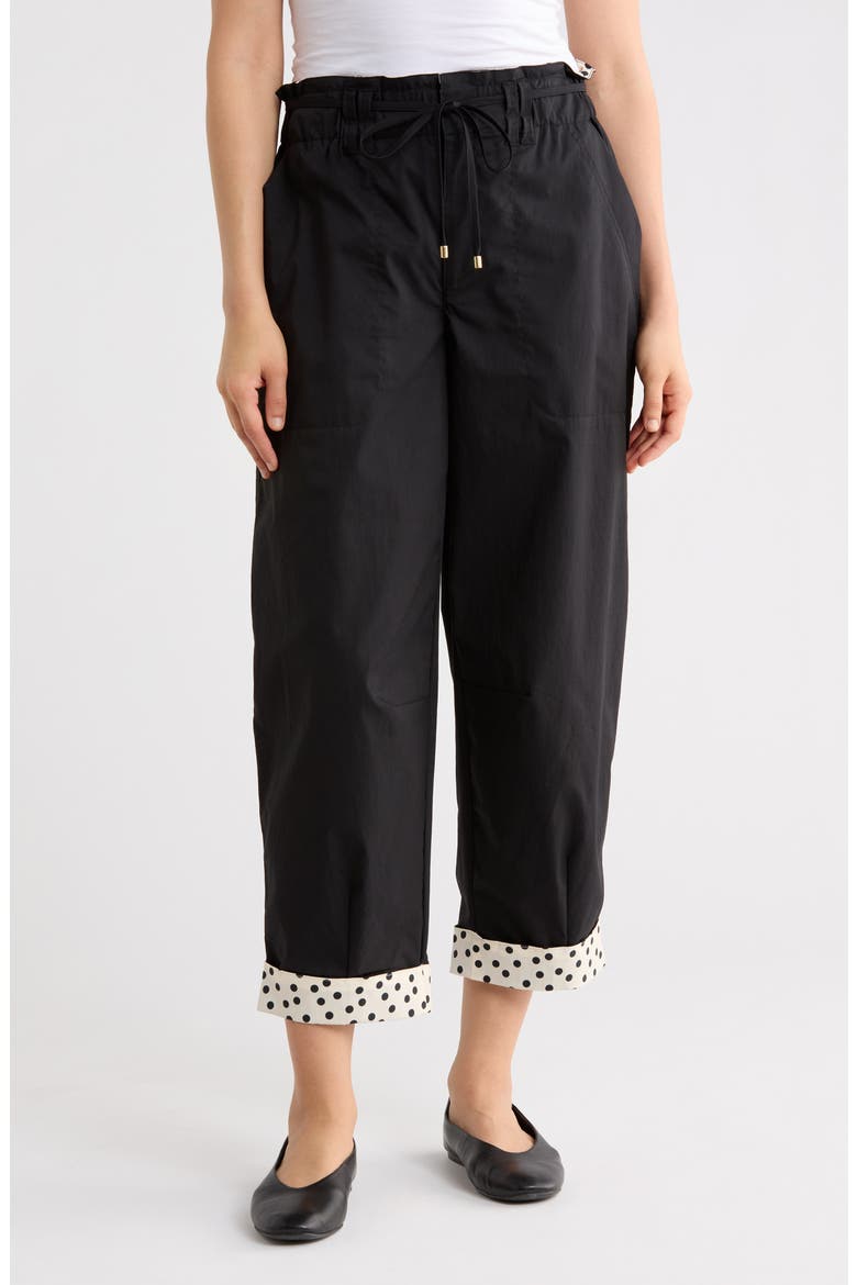 Paperbag Waist Barrel Pants, Main, color, BLACK