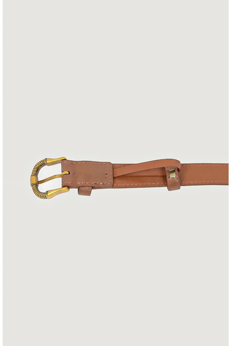 Leather Belt with Textured Buckle and Classic Profile, Alternate, color, Brown