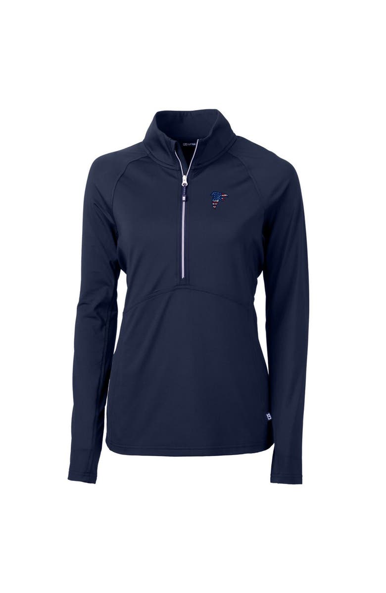 Cutter & Buck Women's Cutter & Buck Navy Atlanta Falcons Adapt Eco Knit Stretch Recycled Half-Zip Pullover Top, Alternate, color, 