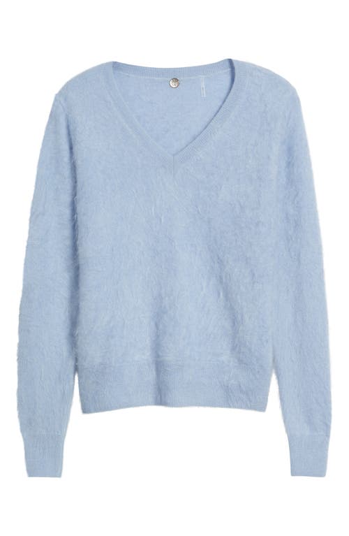 Margaret O'leary Brushed Cashmere V-neck Sweater In Blue