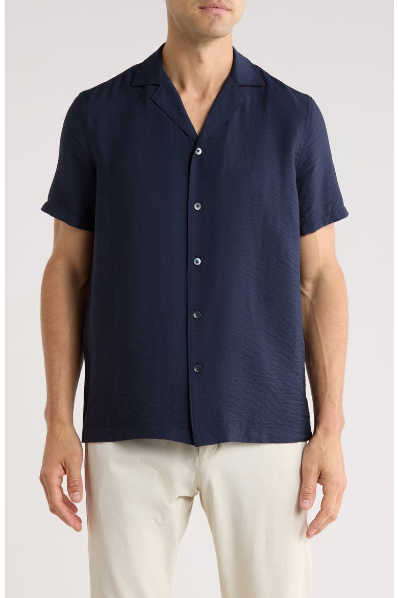 Hammered Satin Camp Shirt, Main, color, NAVY SAPPHIRE