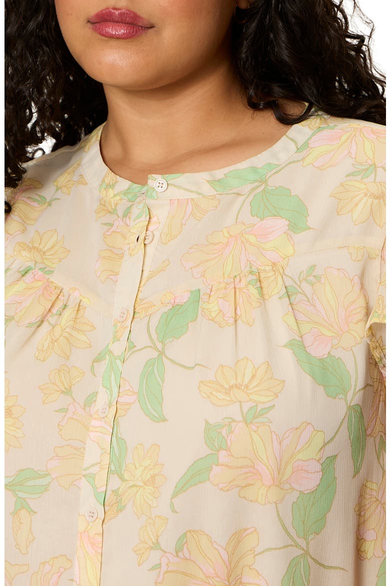 Free Spirited Floral Flutter Sleeve Button-Up Shirt, Alternate, color, GENTLE LILY YELLOW
