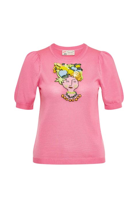 Silk Blend Pullover With Embroidery