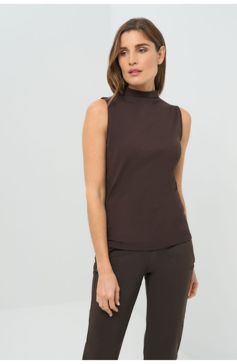 Anatomie Siobhan Sleeveless High Neck Pima Rib Top, Alternate, color, Espresso
