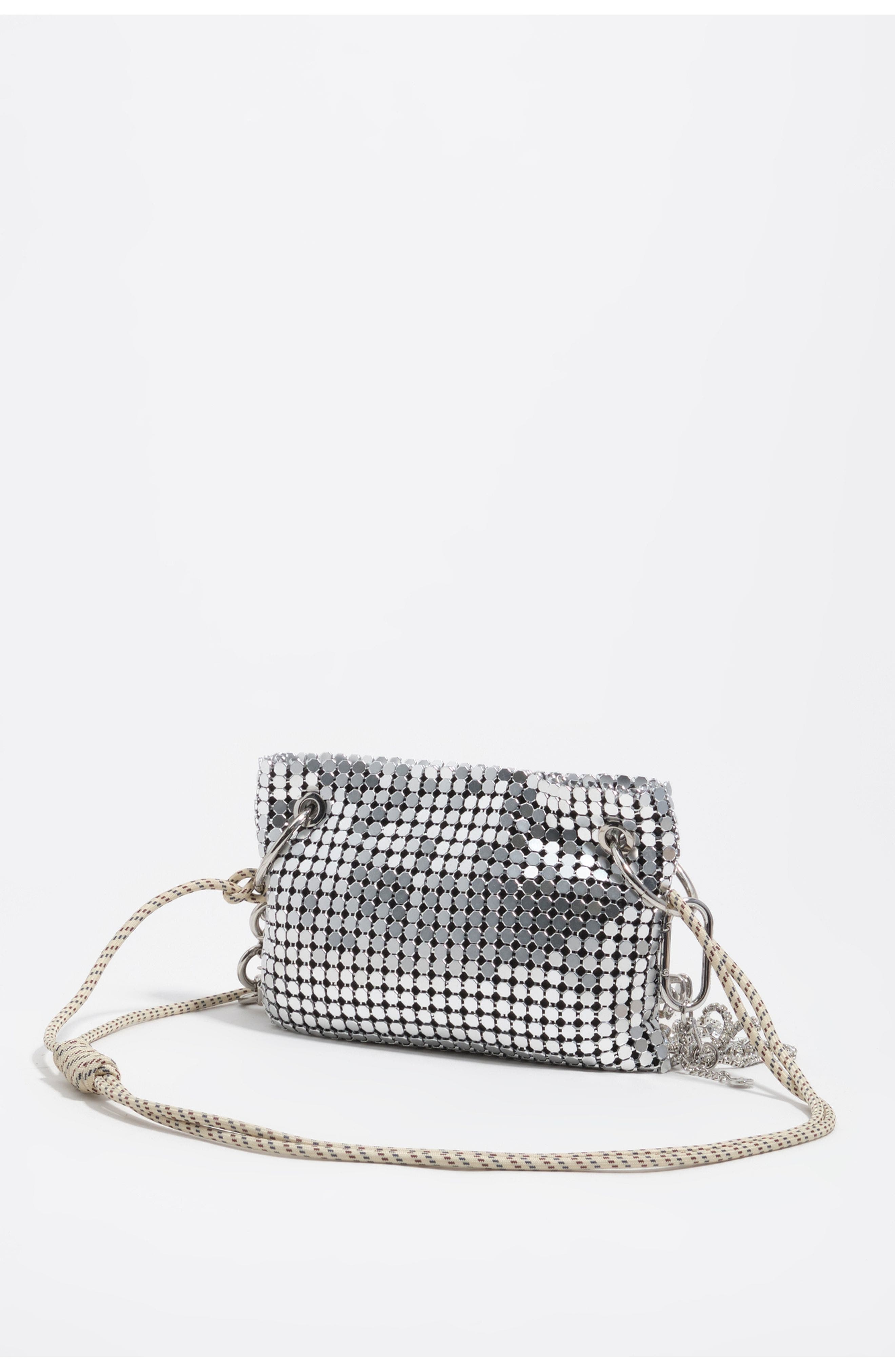Bimba y Lola Metallic Mesh Mini Bag, Alternate, color, Silver