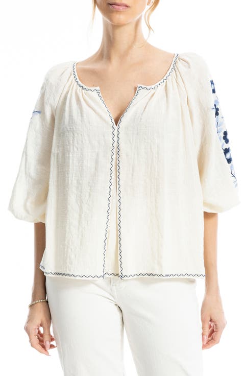 Embroidered Peasant Top