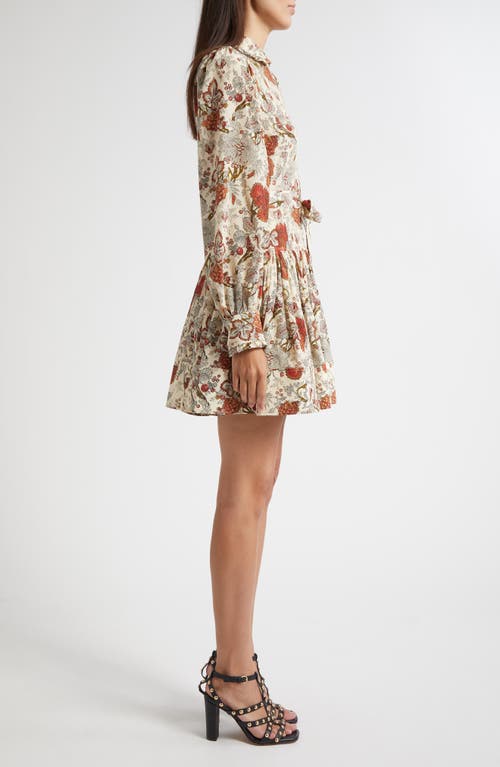 Ulla Johnson Simona Floral Print Long Sleeve Silk Minidress In Multi