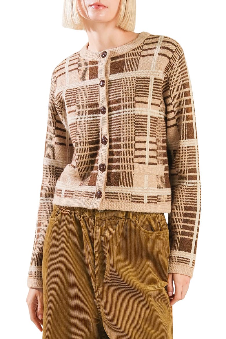 Button Front Cardigan, Main, color, TAUPE/ BROWN