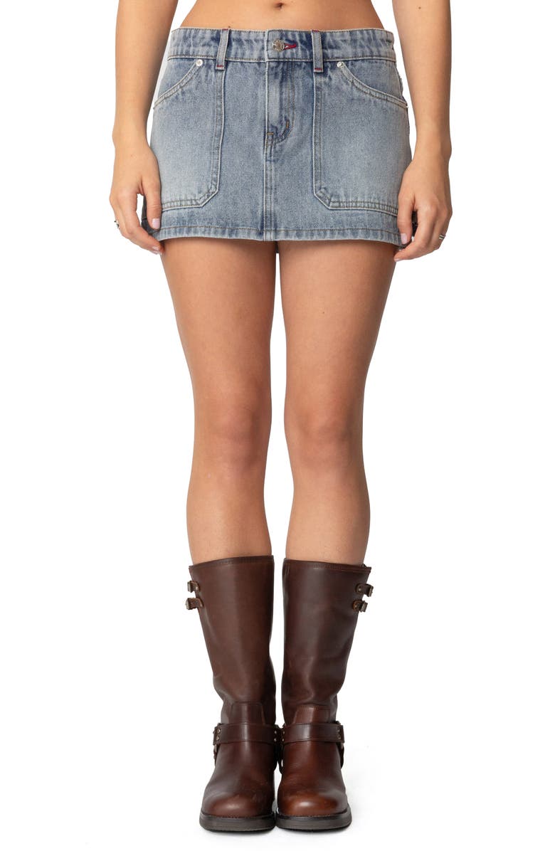 EDIKTED Gigi Denim Miniskirt, Main, color, Blue